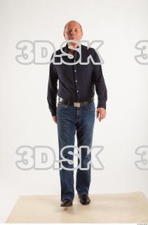 Walking pose blue deep shirt jeans of Ed 0001